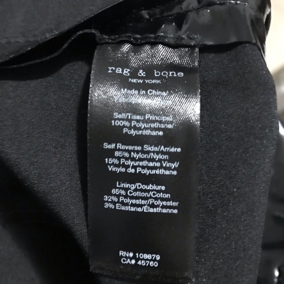 Rag and Bone Pants Super High Ankle Skinny Vinyl Black Patent 24 NWT - Picture 9 of 11